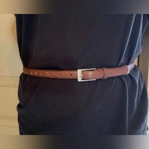 Women’s genuine Italian leather skinny brown belt